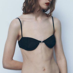 NWT RHINESTONE DETAILS BLACK 89% SILK BRA.